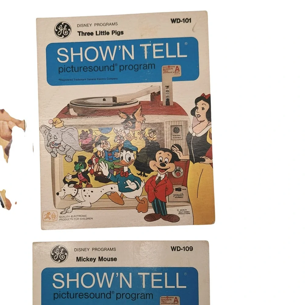 Vintage GE Show'N Tell Picturesound Program Disney Mickey Bambi Lot of 5 1960s